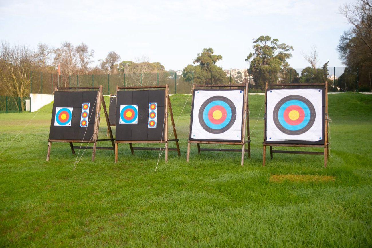 Outdoor targets on a grass field