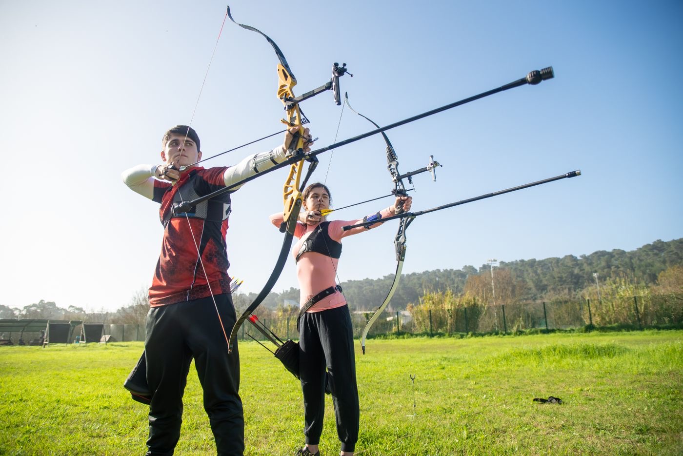 Archers on the field during a session