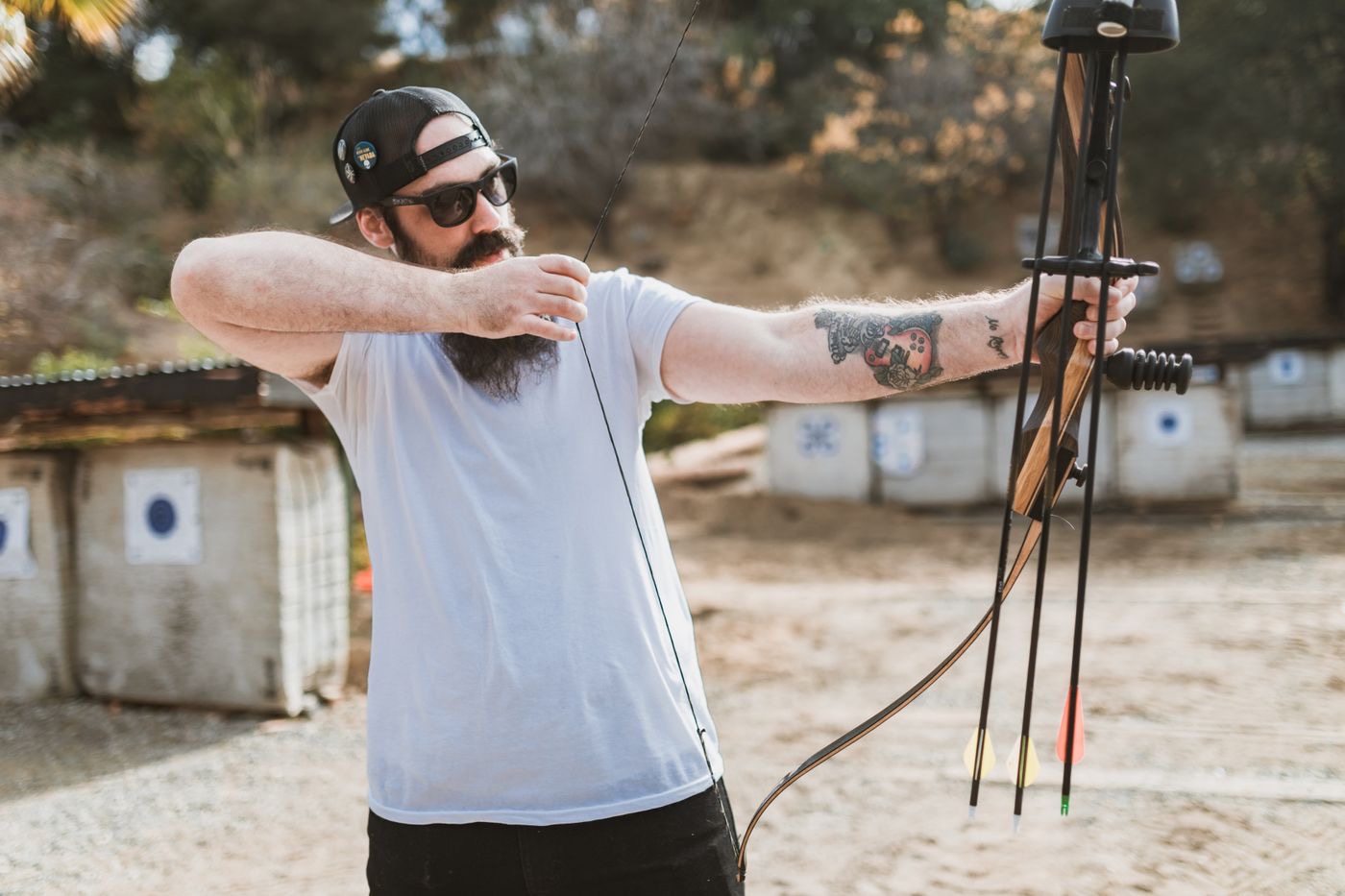Archer at the range during training